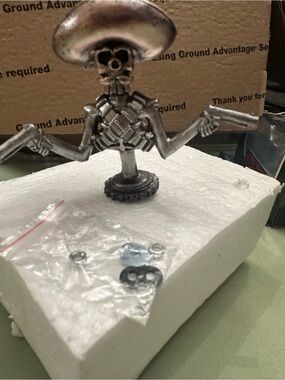 Silver Skeleton Guitarist old school vehicle hood ornaments